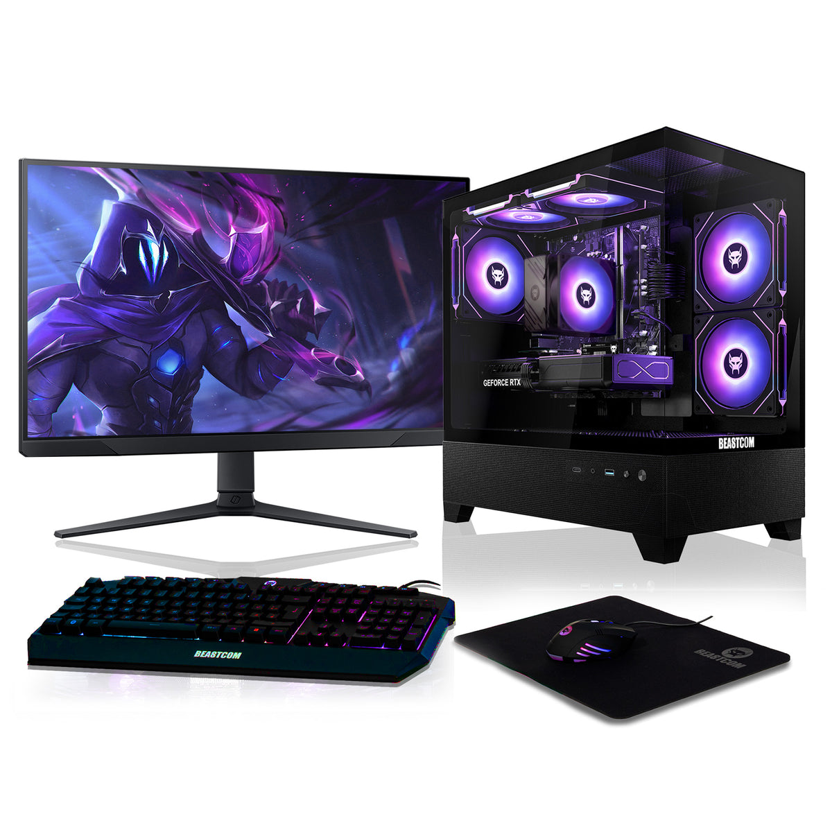 BEASTCOM Q5 | Pro Gaming PC | AMD Ryzen 7 5700X 8X 4,60GHz 16 Threads | NVIDIA RTX 5070 12GB | 16GB RAM | 1TB NVMe SSD | 27" LED Monitor + Tastatur-Set | WiFi 5 | Win 11