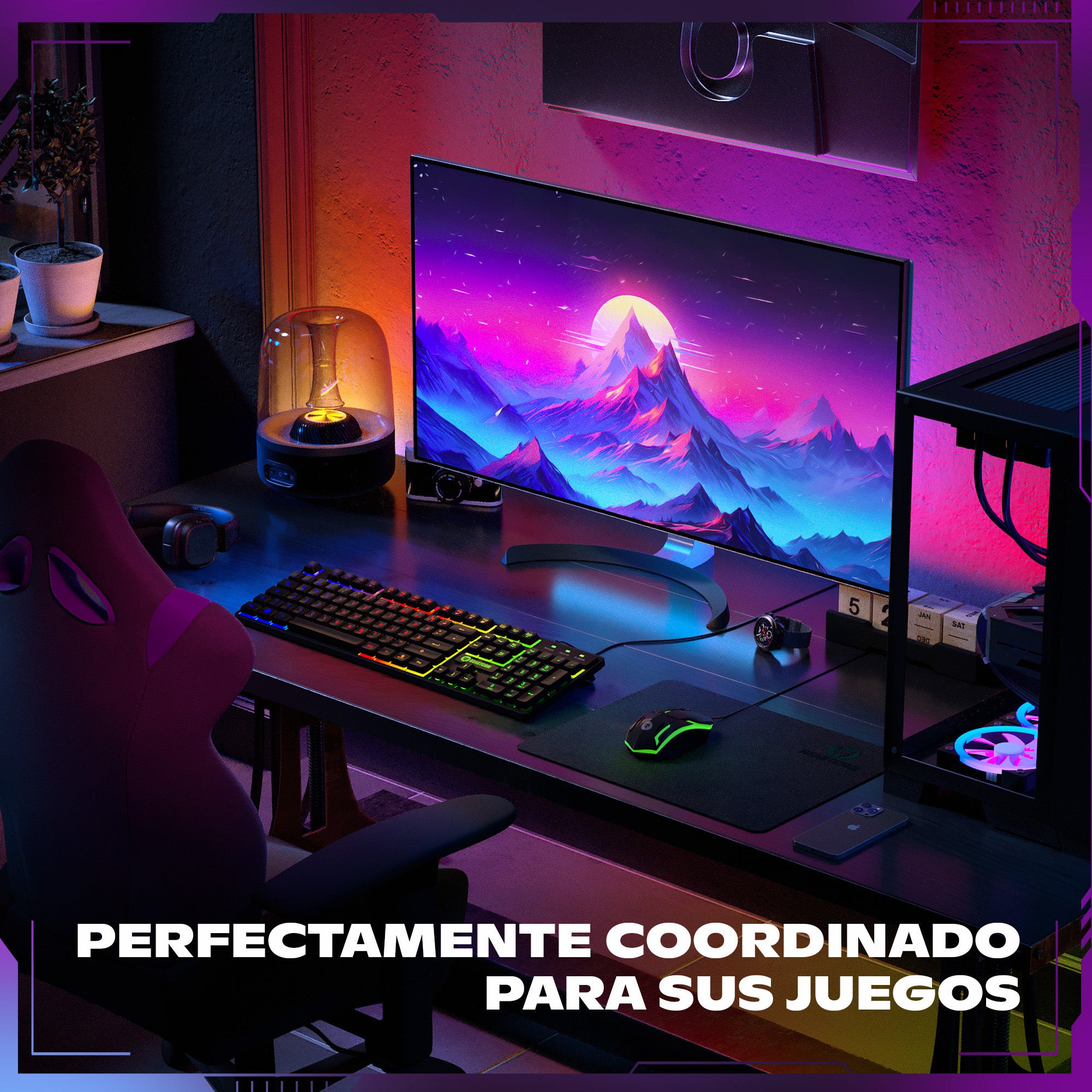 BEASTCOM® GS200 | Essential Gaming | Tastatur, Maus und Mauspad Set | QWERTY (ES) - RGB Tastatur, USB Gaming Maus, Rutschfestes Mauspad - PC PS5 XBOX kompatibel | Gamer Komplettset Schwarz